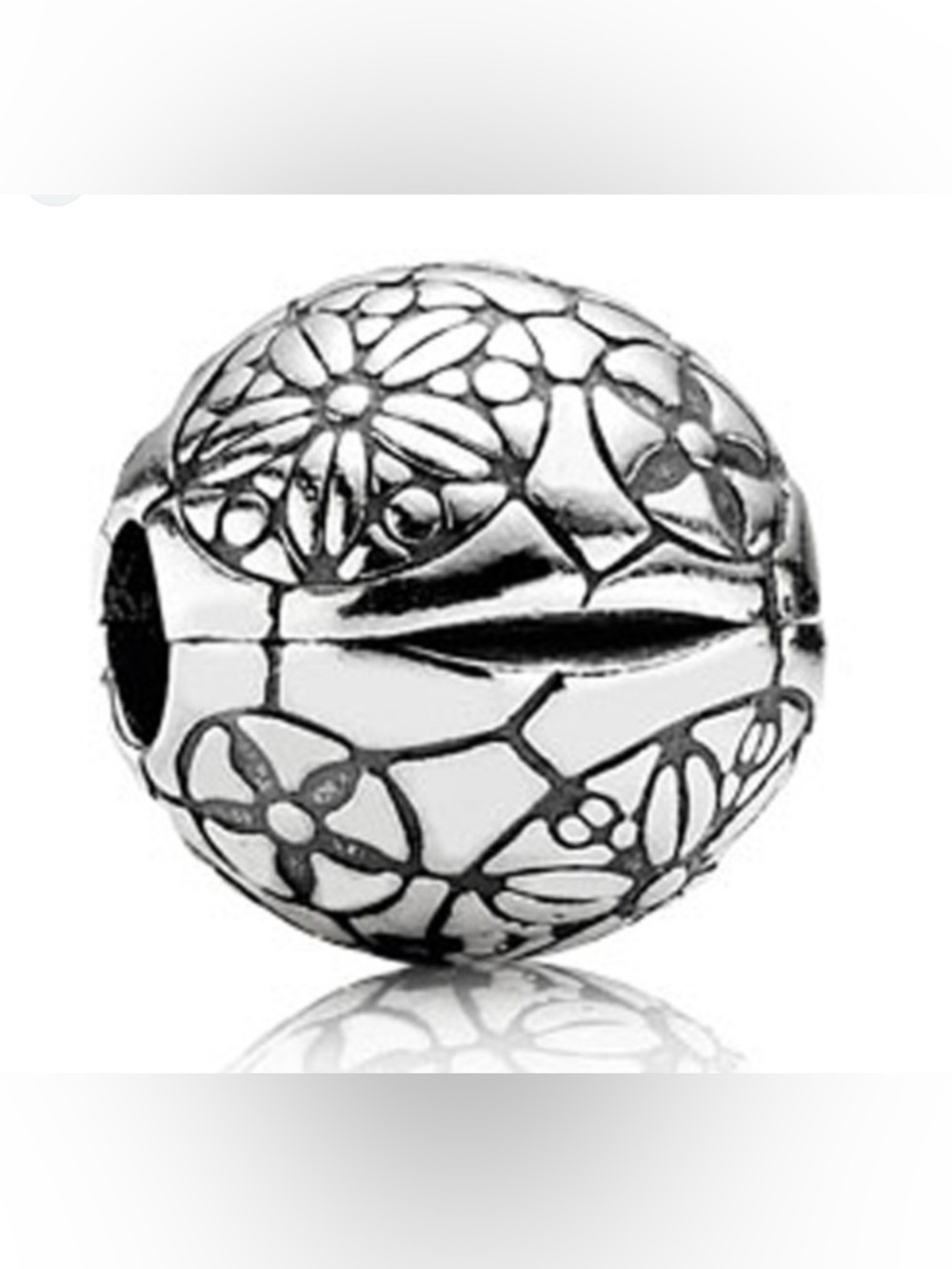 Pandora Silver Da Vinci Charm Clip Authentic Retired Geometric Flower